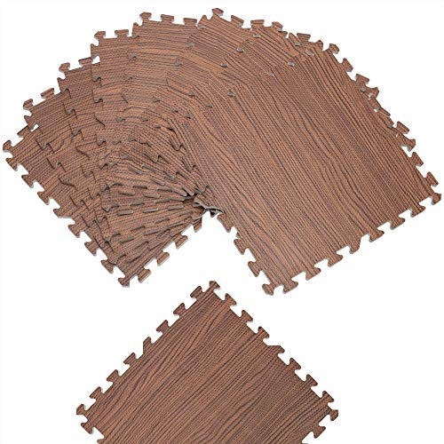Deuba Tapis Puzzle Aspect Bois 8 pièces Gris ou Brun Tapis de Sol Protection 45 x 45 cm Anti-dérapant Bruit Hydrofuge