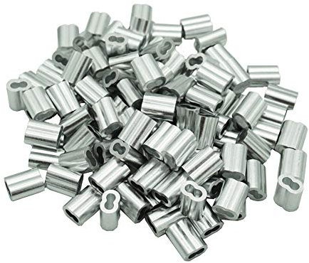 100 pz 2.0 Doppio Ghiere Tipo di Alluminio Manicotti Corda Crimping Loop Manicotto per fune cavo metallico appeso (100 pz 2,0 mm)