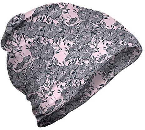 ABAKUHAUS Blumen Unisex Beanie, Bindweed Blumen Glocken Entwurf, Wandern im Freien, Petrol Blau Mauve