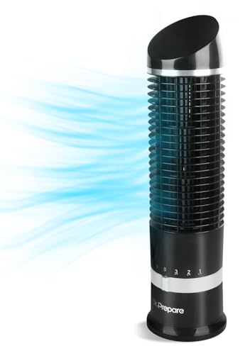 DR.PREPARE Oscillating Tower Fan, Desk Table Fan with 3 Speeds, Quiet Cooling, 60° Oscillation, 16 Inch Personal Small Bladeless for Bedroom Home Office Desktop