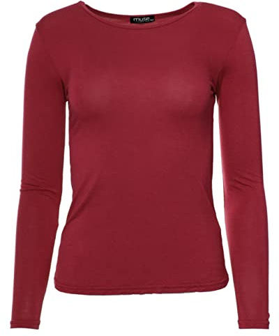 Easy Young Fashion Långärmad damskjorta Skiny Fit långärmad undertröja långärmad tröja med rund hals