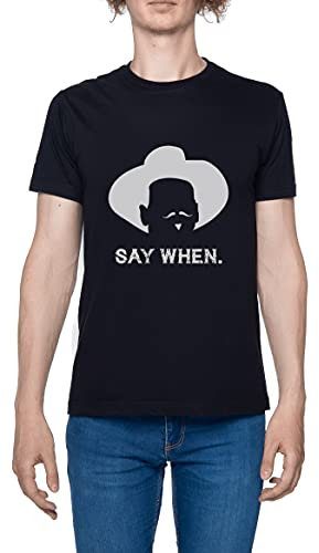 Hopestly Macho Say When Maglietta da Uomo a Maniche Corte Casual Leggera Girocollo Nero Men's Tshirt Black Crew Neck XXL