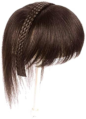 Eree Hair 25,4 cm geflochtenes Stirnband aus Echthaar, Krone mit Pony, gedreht, Haarverlängerung, Stirnband, Zöpfe, Echthaar, Topper Haarteil für Damen, Dunkelbraun