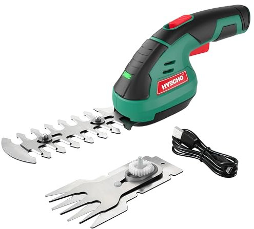 HYECHO Gartenschere Akku,7,2V 2000mAh 2 Klingen Und Typ C Kabel Akku Rasenschere,Geeignet Zum Jäten und Baumschnitt, Grün