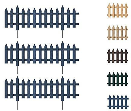 Floranica 3 STK Gartenzaun Vorgartenzaun Steckzaun Friesenzaun Zierzaun Lattenzaun 100 cm lang mit Metallpfosten Zaun für Vorgarten Gemüsebeete Höhe 40cm Anthrazit