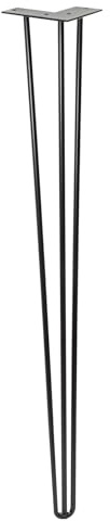WAGNER Möbelbein/Tischbein/Möbelfuß - Hairpin Leg - Retro Style - Stahl pulverbeschichtet schwarz, 12 x 12 x 86 cm, Bein konisch/schräg verlaufend, integrierte Anschraubplatte - 12828601