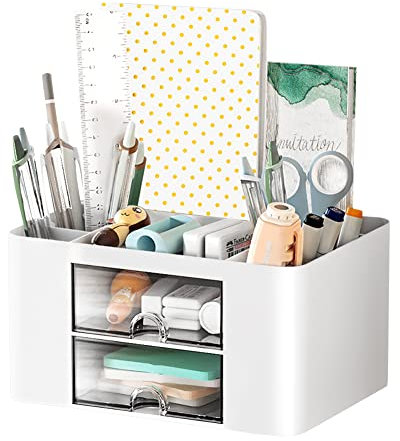 LOMUG Schreibtisch Organizer Kinder Schubladen Organizer Multifunktionaler Stifthalter Organizer, Schreibtischorganisator und Aufbewahrung mit 5 Fächern, Desktop-Organizer für Büro Zuhause und Schule