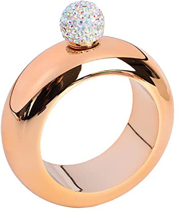 Petaca de pulsera, 3.5 onzas hecha a mano con tapa de cristal de acero inoxidable, forma de pulsera hueca, redonda, petaca portátil para baile, fiesta de cumpleaños, club, bar, regalo para mujeres y