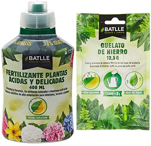 Fertilizante Plantas Ácidas y Delicadas - 400ml & Fert. Quelato de Hierro Sobre para 5L