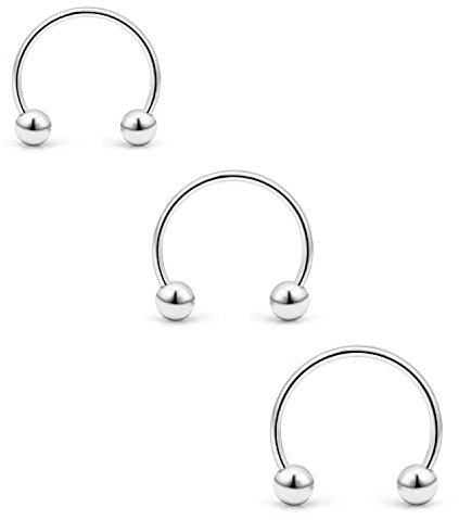 Body CAC 3 Stück-0,8mm Septum Piercing Hufeisen Chirurgenstahl 20g, 2.5mm Glatte Kugel Chirurgenstahl Kreisförmige Nasenringe,Hufeisen Septum Piercing für Frauen