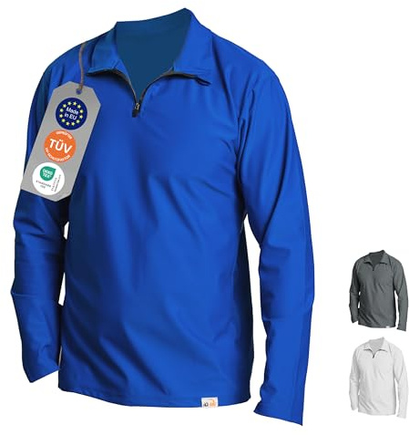 iQ-UV-skjorta för män, långärmad med dragkedja, vit 4XL – Rashguard för män med solskydd för aktiv och vattensport, simtröja för män, ventilerande och snabbtorkande, blå, 4XL