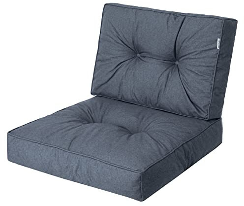 Cojín exterior KAJA 50 x 50 cm, azul marino – Cómodo cojín para muebles de jardín, balcón y columpio de Hollywood, cojín para palés y cojín para silla para interior y exterior