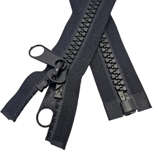MebuZip 290 cm #10 Reißverschluss Kunststoff Teilbar 8,5mm Schwarz DPBLK | Doppel-Schieber-Reißverschluss Reissverschluss mit Doppelten Ziehen für Zelte Deckung Schlafsack
