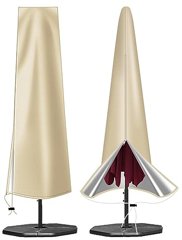 OKPOW Copertura per ombrellone, impermeabile, in tessuto Oxford 600D, con cerniera (190 x 30 x 50 cm), per ombrellone da giardino da 2,5 m, 2,7 m, 3 m, colore: cachi