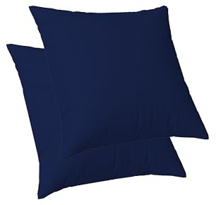 ggaimwf Einfarbige Leinenoptik-Kissenbezüge für Sofas Kontinentales Kissen fürs Bett Doppelseitig Dunkelblau Handgemacht Quadratische Kissenhüllen mit unsichtbarem Reißverschluss, 50x50cm 2er Set