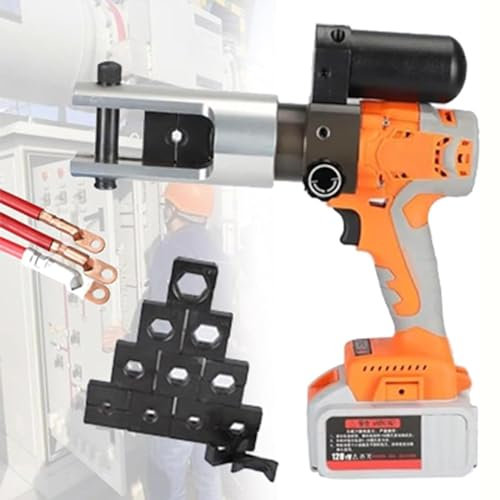 Crimpadora Hidráulica Recargable De 16-300 Mm², Crimpadora Hidráulica Eléctrica Con 11 Pares De Troqueles, Crimpadora De Cable Con Batería Para Terminal De Cobre Y Aluminio