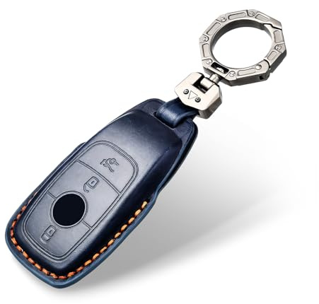 OFF WE GO Schlüsselhülle Cover für Mercedes Benz GLA GLC GLE CLA CLE CLS | Leder Autoschlüssel Hülle für Klasse A B C E G S, Gehäuse Cover mit Schlüsselanhänger,Präzise Passform, Signalfreundlich