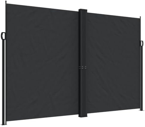 vidaXL Seitenmarkise, Wandmarkise mit PU-Beschichtung, Sichtschutz für Balkon Terrasse Garten, Windschutz Markise, Ausziehbar Schwarz Polyester