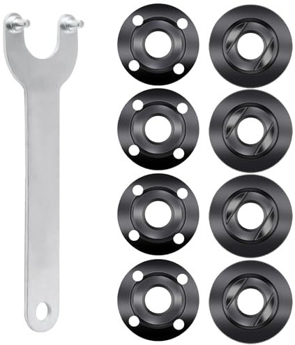 9pcs angle grinder nuts, 1pcs angle grinder wrench and 8pcs angle grinder flange nuts, 5/8-11pcs metal lock nuts suitable for Dewalt Bosch Milwaukee Makita Ryobi Metabo