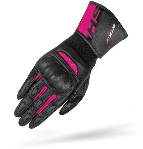 SHIMA STX Motorcykelhandskar kvinnor läder lång sommar cyklist pansarskydd motorcykel perforerad ventilerad förstärkt pekskärm motorsport handske racing motorcyklar (kvinnor, rosa, XL)