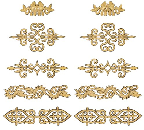 NBEADS 10 Stück 5 Stile Goldene Blumen Stickerei Patches, Ethnischer Stil Polyester aufbügeln Applique Patches Aufnähbare Applique Aufnäher Nähen Basteln Dekoration Für Kleidung Dekoration