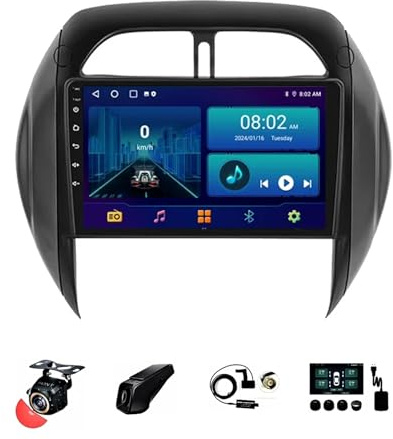 BOJONTN 9 Pulgadas Android 13 Doble DIN Radio de Coche para Toyota RAV4 2003-2005 con CarPlay inalámbrico GPS Navi Cámara de Respaldo Controles del Volante Bluetooth(T1[1+16G])