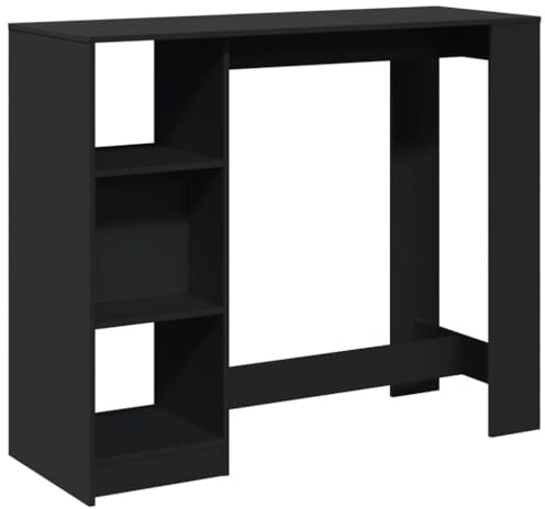 vidaXL Table de Bar avec étagère Noir 124x46x103,5cm Bois d'ingénierie