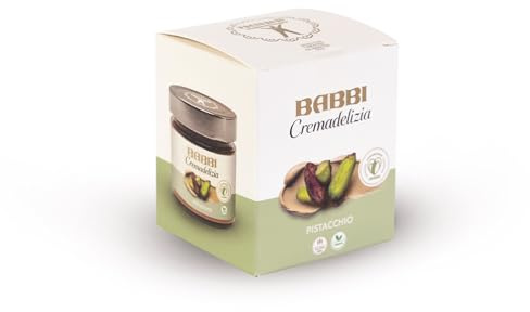 Cremadelizia Pistacchio Babbi, Crema Spalmabile con Pistacchi Selezionati, Vegan e Senza Glutine, 260g di Gustosa Crema da spalmare, per Dolci o da Gustare al Cucchiaio