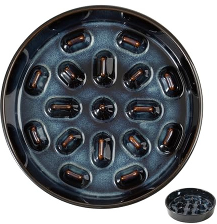 Havniva Ceramic 3.2 Cup Dog Bowl Slow Feeder, 9.5 inch Slow Pet Food Dish for Large Dog, Stop Bloat, Preventing Choking(Single Bowl, Starry Sky)
