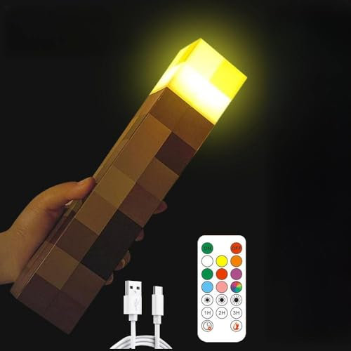 KBIBCK Torch Shaped Wall Lamp, Torch Light Sconce, Bright Wall Torch, 8 Colours and 3 Levels of Brightness, Sound and Imitation Flame Light, with Timer Function