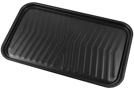 PAMINGONO Non-Stick Thickened BBQ Grill Plate 40cm x 24.5cm Coating Frying Bakeware Pan Black for Home Barbecue Cooking