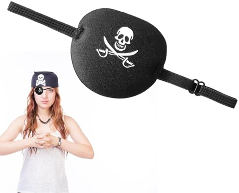 Cosplay Eye Patch, Pirate Black Out Blinddold | Tragbare Hautfreundliche Blinder Augenklappe Halloween Weihnachten