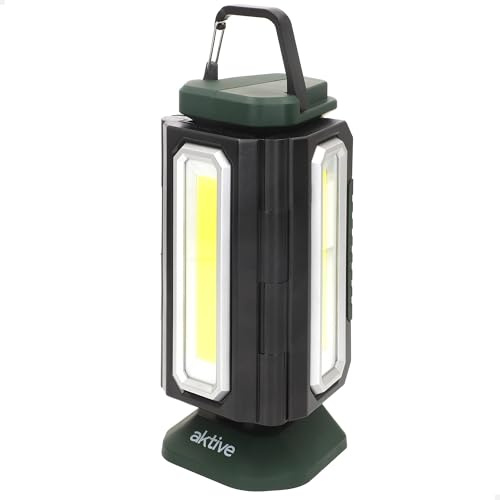 AKTIVE Foco LED exterior, 9x8,5x20 cm, Luz blanca, 3 leds, 3 modos de intensidad, 1500 lúmenes, 4 a 7 horas duración, Impermeabilidad IP20, Incluye cargador USB, focos jardín, camping (61568)