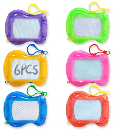 KEQAR 6 Pcs Mini Maltafel Zaubertafel Schlüsselanhänger Kinder Mitgebsel Kindergeburtstag Nützliche Gastgeschenke Kleinigkeiten Give Aways Tombola Preise Pinata Füllung Party Beschäftigung