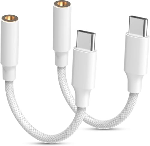Adaptateur USB C Jack 3.5mm, Adaptateur de Prise de Casque, Type C vers Prise Casque Audio auxiliaire Compatible avec Phone 16 Pro Max Plus 15 Galaxy S24 S23 S22 Samsung Galaxy S24 S23 Pad Mini/Pro