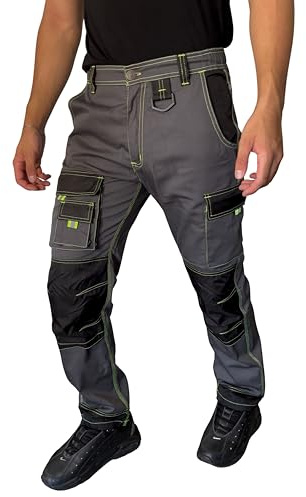 STRIKER - Pantalon de Sécurité Noir Homme | Haute Visibilité | Tailles S à 2XL (FR/ES, Alpha/Lettres, M, Taille Normale, Taille Normale, Noir)