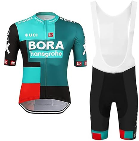 Fenovel Rennrad Trikot Herren Set Fahrradbekleidung Anzug Profi Radtrikot Kurzarm + Radsport-trägerhosen mit 19D Gepolstert