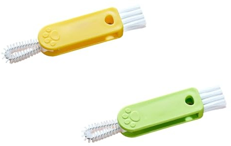 Pack of 2 Portable Cup Lid Water Bottle Cleaner Brush Set, 3 in 1 Cup Lid Gap Cleaning Brush, for Bottle Gap Tight Spaces Cup, Multifunctional Bottle Crevice Cleaning Brush (Yellow+Green)