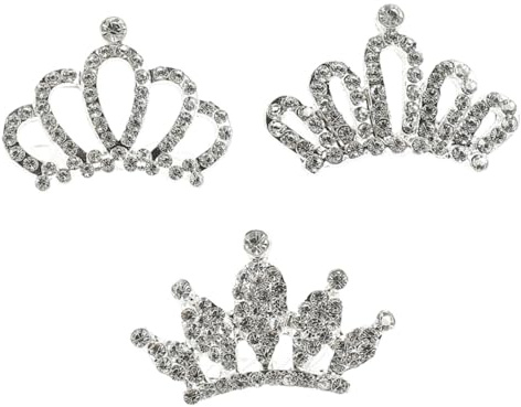 AUTSUPPL 3 Pièces Peignes Diadèmes à Cristaux pour Filles en Alliage Argenté, Finement Travaillés et Fiables, Accessoires Coiffure Chic pour Photographie Enfantine Style Aléatoire
