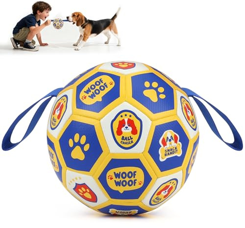 Vivifying Interaktiver Fußball für Hunde mit Griffen, 6 Zoll, inkl. Pumpe | Strapazierfähiger Hundeball für drinnen und draußen, ideal für Zerrspiele, Training, Apportieren und aktives Spielen