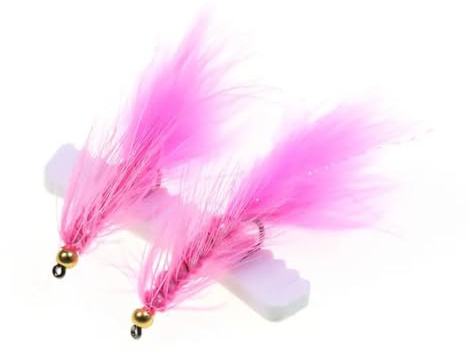 NEU AMZfishing® 2 Stück Woolly Bugger | Fliegenangeln Forelle | Wooly Bugger Forellenangeln | Fliege Forelle | Fliegenfischen | Forellenstreamer | Wooley Bugger Streamer (d: Set 2 Stück Pink)