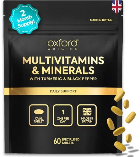 Award Winning A-Z Multivitamins and Minerals Boosted with Turmeric | Made in The UK | Vegan Multivitamin Tablets for Women & Men | 100% NRV Multivitamin with 28 Key Nutrients | 60 Tablets