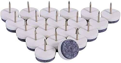 Filz-Nagelschutz, 20 Stück, zum Aufnägeln für Möbel, Tisch, Stuhlbeine, Bodenschutz, Filzgleiter, 24 mm Durchmesser, 2 Farben (weiß)