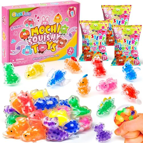 Mochi Squishy Toys Set Mini Kawaii Squishies Anti Stress Relief Fidget Spielzeug Party Mitgebsel Kindergeburtstag Kleine Geschenke für Kinder Mädchen Jungen (24 PCS Dinosaurier)