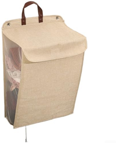 Cesto portabiancheria da parete, con coperchio, per bagno, camera da letto, spazioso cesto portabiancheria in cotone e lino (D)