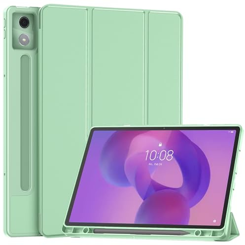 EasyAcc Fodral för Lenovo Idea Tab Pro 12,7 tum 2025 med pennhållare TB-373FU TB-375FC, ultratunt med Stativfunktion Slim PU Skyddshölje Skal (Avokadogrön)