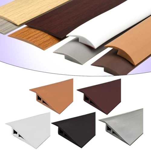 Floor Edge Trim Strip for Carpet and Laminate Flooring, 1m PVC Transition Ramp with 15mm Gap and 7cm Width, Gray/Dark Brown/Light Brown/Black/White