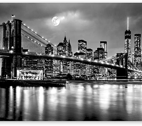 murando Fotomurales New York 350x256 cm XXL Papel pintado tejido no tejido Decoración de Pared decorativos Murales moderna de Diseno Fotográfic Ciudad Luna Noche d-B-0205-a-a
