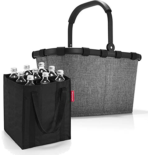 reisenthel Set Carrybag plus farblich passender bottlebag Einkaufskorb Einkaufstasche (Twist Silver)