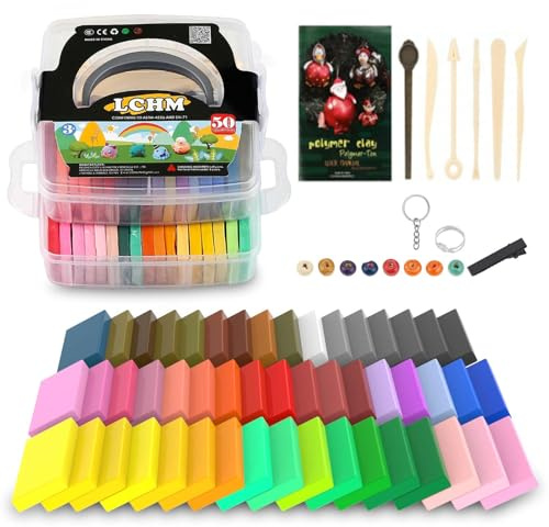 Polymer-Ton 50 Farben 1,25 kg/2,75 LB ungiftig Ofen-Back-Tonblöcke Set Modelliermasse DIY Bastelsets beste Weihnachts- und Geburtstagsgeschenke für Kinder
